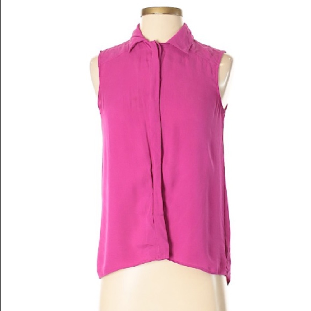 Theory pink silk sleeveless silk blouse pe…